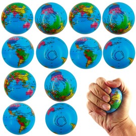 Pack of 12 Stress Balls, Stress Ball World Globe, Anti-Stress Ball, Stress Ball Globe, Foam Balls, Squishy Ball, Football Stress Balls, Anti-Stress Toy for Children and Adults