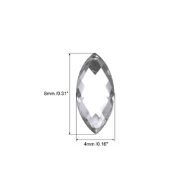 MECCANIXITY 100PCS Acrylic Horse Eye Gems 4x8mm Flat Back Artificial Rhinestones for DIY Crafts Bead Wedding Party Face Painting Jewelry Making White