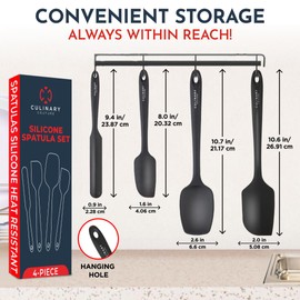 4-Piece Silicone Baking Spatula Set - Rubber Spatulas Silicone Heat Resistant, BPA-Free - Spatula Set for Nonstick Cookware - Baking Essentials
