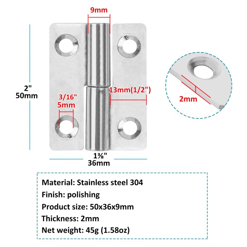 MOUNTAIN_ARK 12 Pack H Shaped Lift Off Hinges for Cabinet