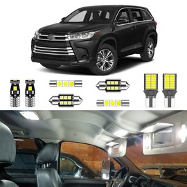 LIGHSTA 14PCS Super Bright White LED Interior Light Kit Package for Toyota Highlander 2014 2015 2016 2017 2018 2019 2020 + License Plate Lights and Install Tool