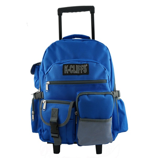 Rolling Backpack Deluxe Wheeled School Student Bookbag with Wheels | Royal Blue