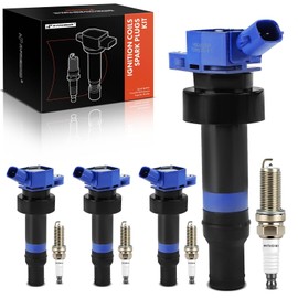 A-Premium Blue Set of 8 Ignition Coil Pack and Iridium Spark Plugs Compatible With Kia Soul, Rio 2012-2019 & Hyundai Accent, Veloster 2012-2017, 1.6L
