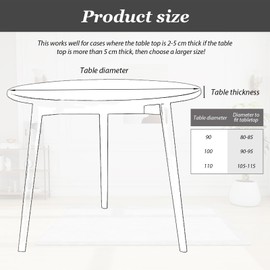 Outdoor Tablecloth Transparent Round with Elastic Band, Stretch Tablecloth, Outdoor, Garden Tablecloth, Weatherproof, 48 Inches for Tableware, Diameter 36 Inches (90-110 cm), Elastic Garden Tablecloth