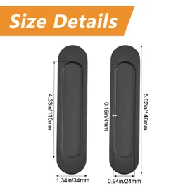 MOROBOR Self-Stick Oval Sliding Door Pulls, 2pcs Matte Black Aluminum Alloy Flush Pull Punch-Free Handle for Sliding Barn Door Windows Cabinets/15cm