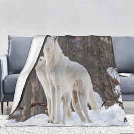 PAAHRYI Wolf Pattern Blanket, 3D Print Forest Wild Animal Wolf Fluffy Blanket, Comfortable and Breathable, Air Conditioned Sofa Blanket, Camping for Adults Children (150 x 200 cm, B)