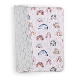 CARUILI Baby Play Mat for Floor, 50x50 Playpen Padded Mat for Baby, Soft Infant Tummy Time Crawling Mat,Anti Slip, Pink Rainbow