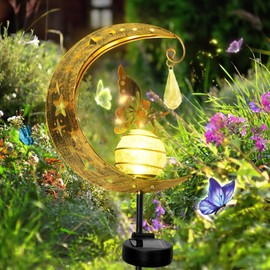 ANTREATU Fairy Solar Lights Outdoor Garden Ornaments Weather Resistant Solar Garden Ornaments Outdoor Automatically Illuminate Large Fairy Lights with Stake Garden Decorations Birthday Gifts