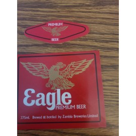 Vintage 1973 Eagle Premium Beer Neck & Body Label Zambia Breweries Limited Rare