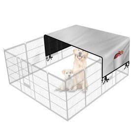 SIRUITON Dog Playpen Cover,Heavy Duty 600D Oxford Fabric with Sun/Rain Dog Play Pen Cover Top Sun Shade Specialized Fits for 24/32/40/45/50" Panels Dog Playpen.(Cover Only)