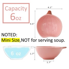Yeexoxow Pumpkin Ramekins 6 Ounces Oven Safe, Ceramic Ramekins Set for Baking Creme Brulee, Souffle, Pudding, Small Pumpkin Shaped Bowls for Serving Dip, Sauce and Snack, Set of 6, Pink