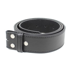 BC Belts Leather Belt Strap with Smooth Grain Finish and Stitched Edge 1.5" Wide with Snaps (Black-L)