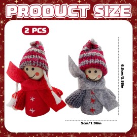 2Pcs Christmas Felt Decorations Cute Felt Doll Angel Small Christmas Tree Hanging Ornaments for Xmas Winter Party Decorations (Red-B)