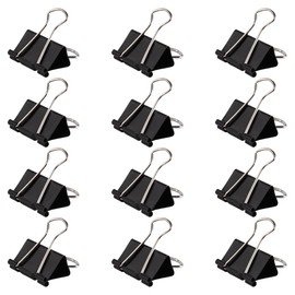 XFentech 12pcs Binder Clips - 41mm Black Metal Bulldog Clips Office Paper Clip Foldback Clips Clamps for Paperwork Extra-Strong Grip Clips for Office School Home