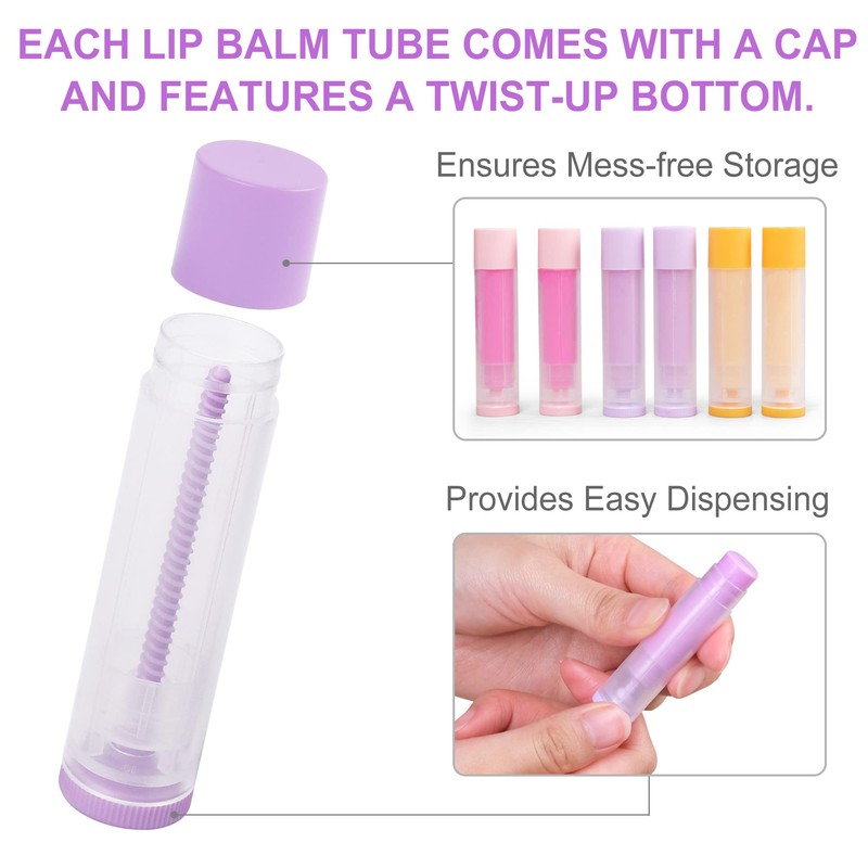 LotFancy Lip Balm Tubes Empty, 60PCS 5.5ml (3/16 Oz), Clear