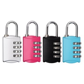 Pack of 4 Padlock Combination Lock, 4 Digit Padlock with Combination Code, Lock with Metal Combination Code, Weatherproof, Combination Lock, Small Padlock for Lockers, Gate, Fence (4 Pieces)