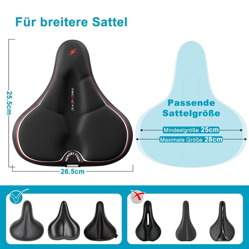 TECHCYC Bicycle Saddle Cover, Double Layer Memory Foam Bicycle Seat