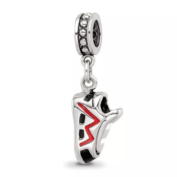 Reflection Beads Sterling Silver Reflections Black and Red Enameled Runners