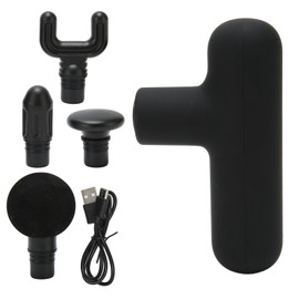 Mini Massager Ultra Small Quiet 4 Speed Powerful Vibration Deep Tissue Massager with 4 Massage Heads for Men Women Black