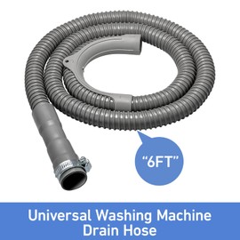 Watflow 6 FT Universal Washing Machine Drain Hose, Washer Hoses with Clamp, Corrugated and Flexible Replacment Washer Drain Hose