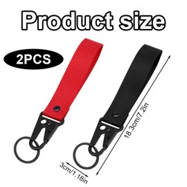 2pcs Motorcycle Keychains, Black & Red Fabric Key Chain Stylish Motorcycle Key Tag Motorcycle Lanyard for Keys Anti-Lost Key Ring for Men Women Cars Motorcycles Bikes