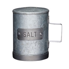 KitchenCraft INDSNPSALT Industrial Kitchen Galvanised Steel Vintage-Style Salt Shaker, 10 cm, Metallic