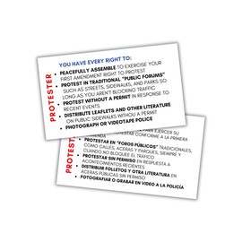 Protester Know Your Constitutional Rights Card 50pk 2x3.5” Talking To Police Spanish English ICE Bulk Law Enforcement Information Free Speech Violated