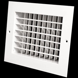 24"w X 6"h Aluminum Double Deflection Adjustable Air Supply HVAC Diffuser - Full Control Vertical/Horizontal Airflow Direction - Vent Duct Cover [Outer Dimensions: 25.6"w X 7.6"h]