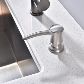 GICASA Built in Sink Soap Dispenser or Lotion Dispenser for Kitchen Sink, Brushed Nickel ABS Pump Head, with 11 Ounce Large PET Soap Bottle