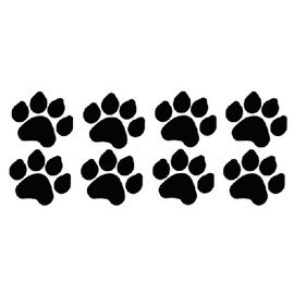 8 Dog Paw Prints Sticker Black - Dogs, Puppy, Pooch Lover