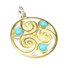 Silver Plated Turquoise Triskele Pendant Sterling Silver Protection Symbol Unisex,