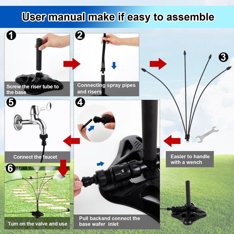 VIHOSE 2 Set Standing Misters for Outside Patio, Portable Stand