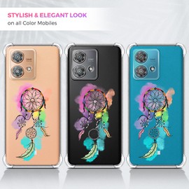 GlamCase Clear Case for Moto Edge 40 Neo, Moto Edge 40 Neo Clear Case - Dream Catcher Watercolored design printed Clear ShockProof Protective Designer Back Clear Case/Cover for Moto Edge 40 Neo