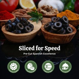 Agrosevilla Sliced Black Olives, Spanish Ripe Black Olives Pre Sliced, Bulk Olives for Pizza Salads Sandwiches Pasta, Mediterranean Olives Ready to Use, 33oz