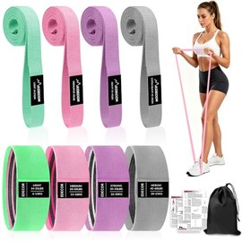 EDECOR Kit de 8 Bandas de Resistencia, Bandas Elásticas Fitness, Ligas Elásticas de Látex Natural Multifuncional, para Yoga Pilate Crossfit Ejercicios