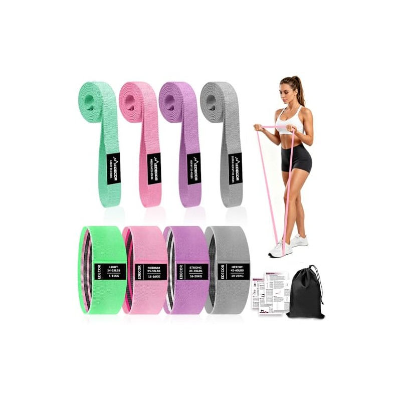 EDECOR Kit de 8 Bandas de Resistencia, Bandas Elásticas Fitness,