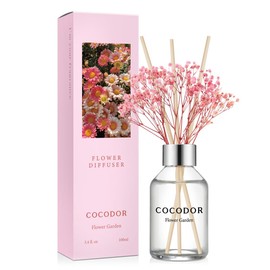 COCODOR Flower Reed Diffuser Set / 3.4oz / Flower Garden/Scent Diffuser with Sticks Home Fragrance Reed Diffuser for Bathroom Shelf Decor