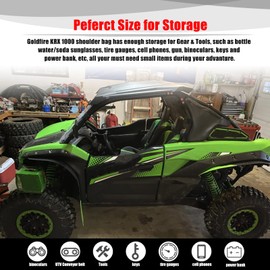 Goldfire Side Cage Tool Organizer Bags Stock Black Triangle Truss Storage Bag Teryx KRX 1000 Accessories Compatible With Kawasaki Teryx KRX 1000 2020 2021 2022 2023 (Green Piping)