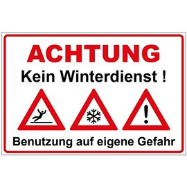 Sign No Winter Service PVC Hard Foam Board 300 x 200 mm - 3 mm Thick with Warning Symbols