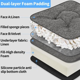 BUYUE Thickened Chair Cushion for Elderly 20" x 20" x 5", 2-Tier Memory Foam Support, 2-Faced Reversible Reading Recliner Chair Pad Couch Armchair Seat Cushion, Gray