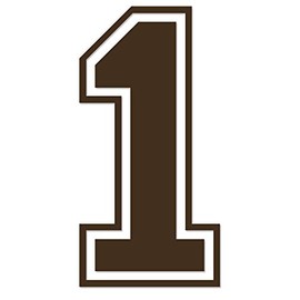 Applicable Pun Varsity Number 1 - Vinyl Decal - Brown 9 Inches Tall