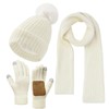 Winter Beanie Hat Scarf Gloves Set for Women Knit Scarf