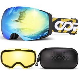 COPOZZ Polarized Ski Goggles Set, S1 Magnetic Snowboard OTG UV400 Skiing Goggles