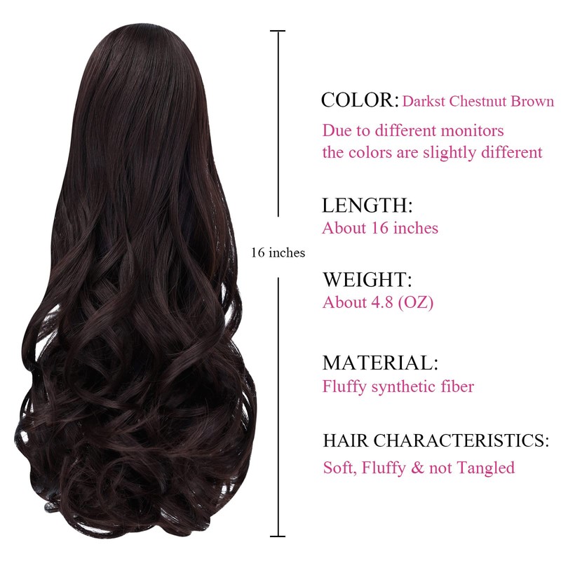 SYXLCYGG Claw Clip Pony tail Extensions Dark Brown Ponytail Clip