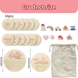 Monthly Baby Milestone, 4 Inch Baby Announcement Sign, Birth Milestone Signs, Months Birth Milestones, Monthly Markers Milestones Signs, My First Holiday Newborn Announcement Sign for 1-12 Month(Pink)