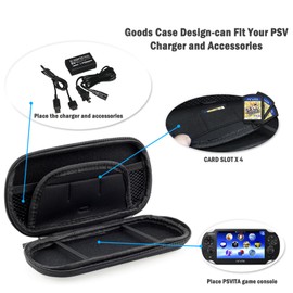 12-in-1 Accessories Kit for PS Vita 1000 - Black Case with Front & Back Protector, crystal protective cover for PSV1000,6Pcs Thumb Grip Caps, card box, wristband hanging rope