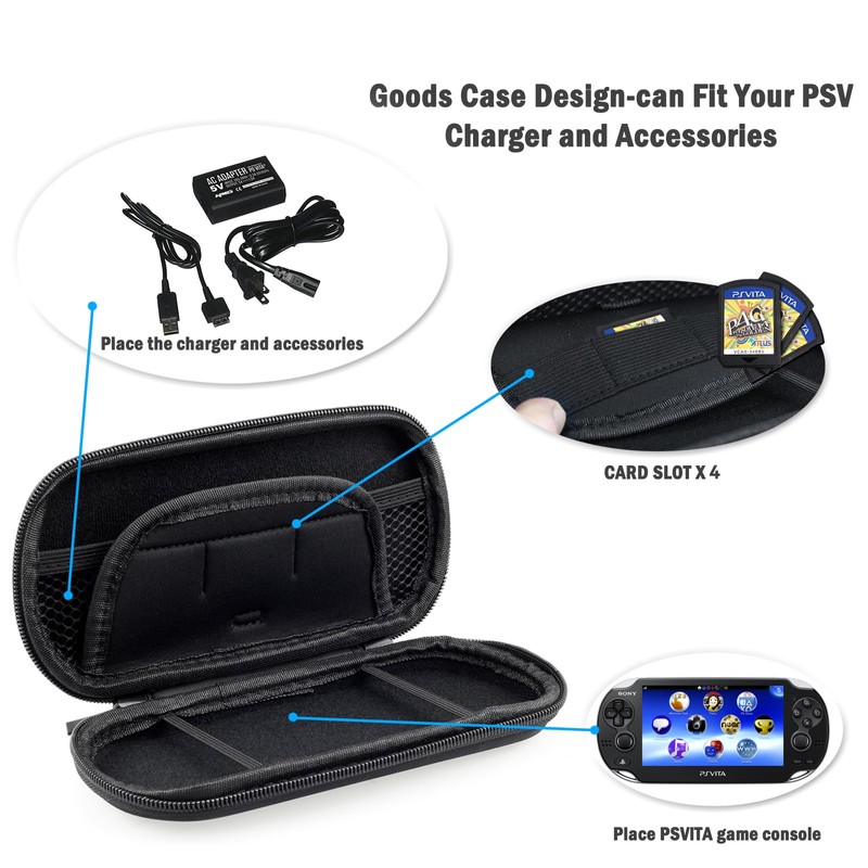 12-in-1 Accessories Kit for PS Vita 1000 - Black Case