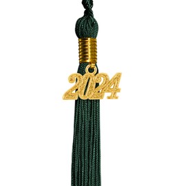 GraduationMall Single Color Graduation Tassel with 2021 Year Charm 9" Forest Green
