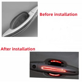 8Pieces Universal 3D Carbon Fiber Auto Door Handle Scratch Protection Cover Guard Film, Universal Car Door Cup Handle Paint Scratch Protector Sticker Car Door Handle Safety Reflective Strips (Red)