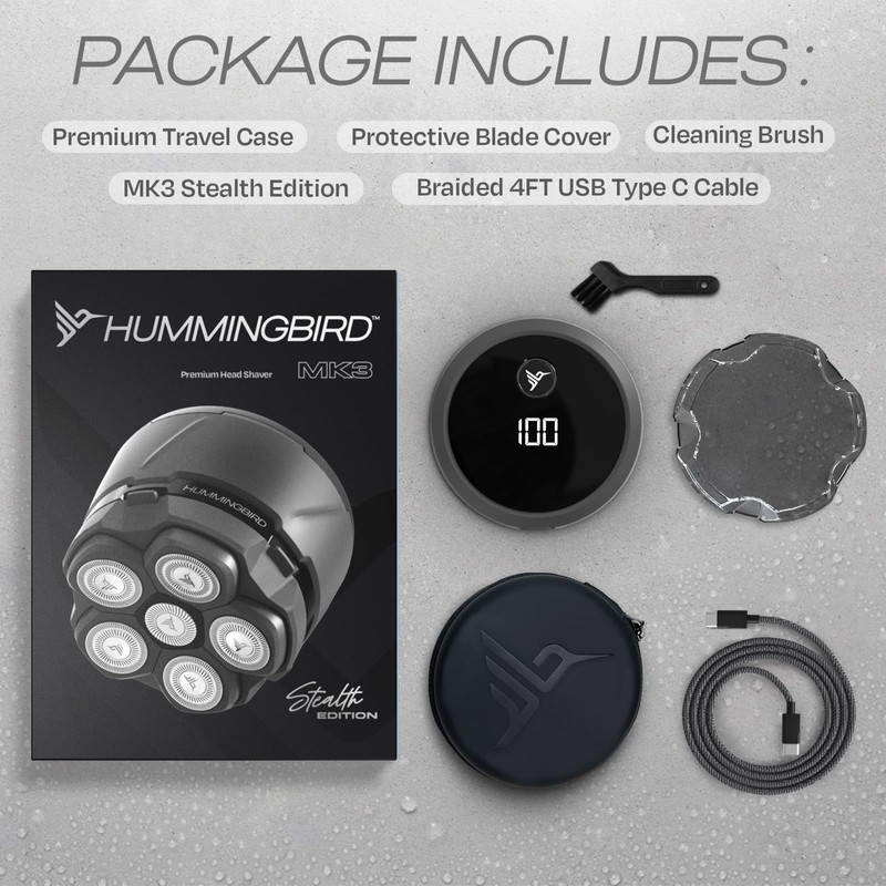 HUMMINGBIRD MK3 Stealth Edition Electric Head Shaver - No Nick
